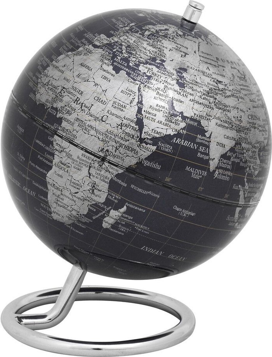 Troika | Wereldbol GALILEI| Zwart-zilverkleurig | Ø13cm / Emform